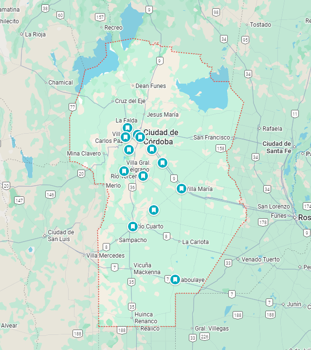 Mapa general de sucursales Parque Salud